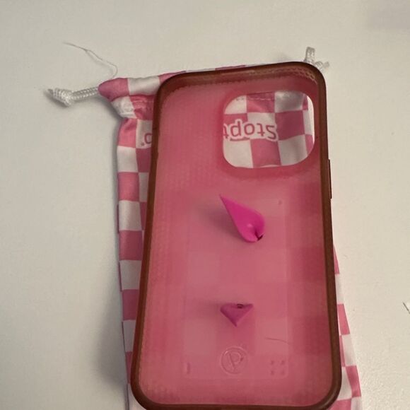 Pink and White Checkered Loopy Phone Case - Picture 2 of 2